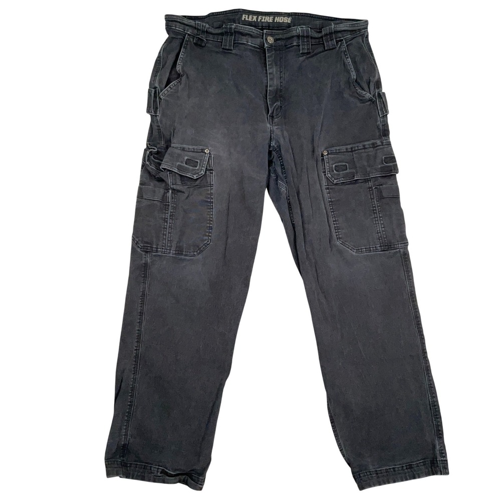 Duluth Trading Cargo Pants Mens 38x30 Black Flex Fire Hose Relaxed Gorpcore Work